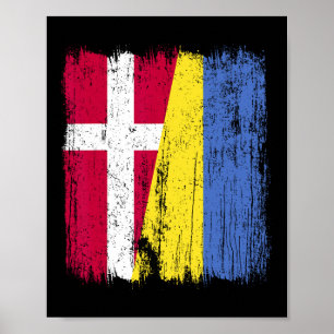 Poster Danemark Ukraine Demi-Drapeau Patrimoine danois uk