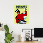 Poster Danemark, un facteur avec une lettre des USA (Bureau à domicile)