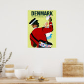 Poster Danemark, un facteur avec une lettre des USA (Cuisine)