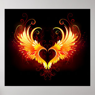 Poster d'Angel Fire Heart with Wings