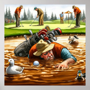 Poster Danger aquatique - Golf Art Imprimer