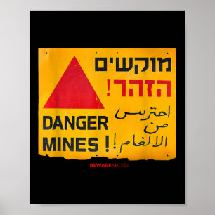 Poster Danger Landmines Se Connecte En Anglais, Hébreu &a