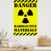 Poster DANGER MATÉRIAUX RADIOACTIFS SIGNE Halloween Prop (Cuisine)