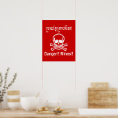 Poster Danger!! Mines!! ☠ Panneau Khmer cambodgien ☠ (Cuisine)