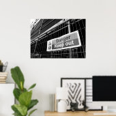 Poster Danger Ne pas fermer le panneau (Bureau à domicile)