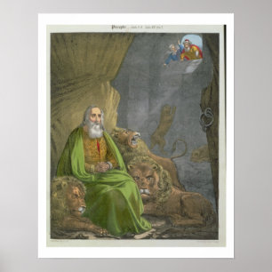 Poster Daniel dans le repaire des lions, d'une bible
