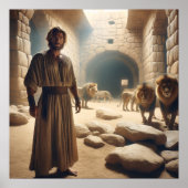Poster Daniel in the Lion Den Christian Bible Art (Devant)