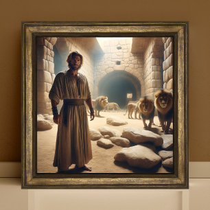 Poster Daniel in the Lion Den Christian Bible Art