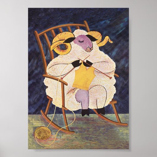 Poster d'animaux Vintages de Tricot de mouton (Devant)