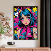 Poster d'Anime Girl - Style Pop Art Moderne Style 