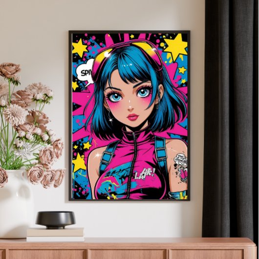 Poster d'Anime Girl - Style Pop Art Moderne Style 