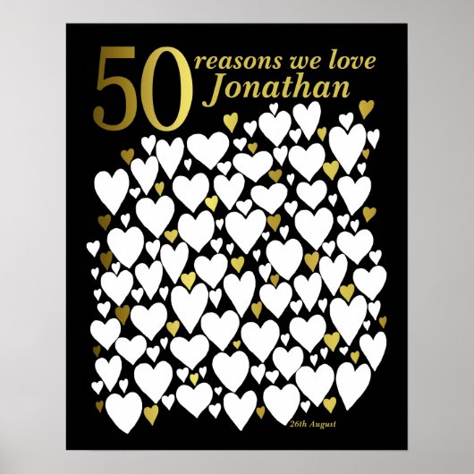 Poster d'anniversaire 50 ans - 50 raisons pour les (Devant)