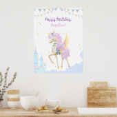 Poster d'anniversaire avec une adorable licorne. (Cuisine)