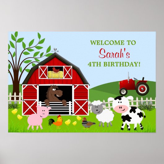 Poster d'anniversaire de Barnyard Farm Animaux (Devant)