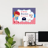 Poster d'anniversaire de baseball Cute Blonde Hair (Bureau à domicile)