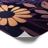 Poster d'anniversaire de chats floraux violets (Coin)