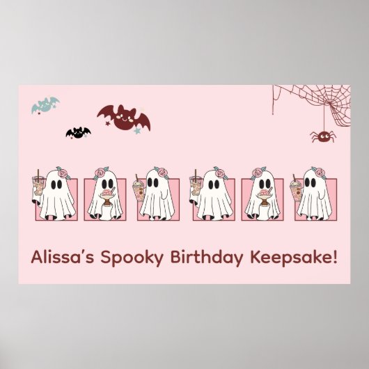 Poster d'anniversaire de Kawaii Halloween - Fantôm (Devant)