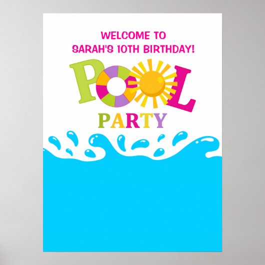 Poster d'anniversaire de la fille de la fête de la (Devant)