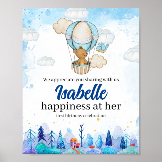 Poster d'anniversaire de la fille Teddy Bear Hot A (Devant)