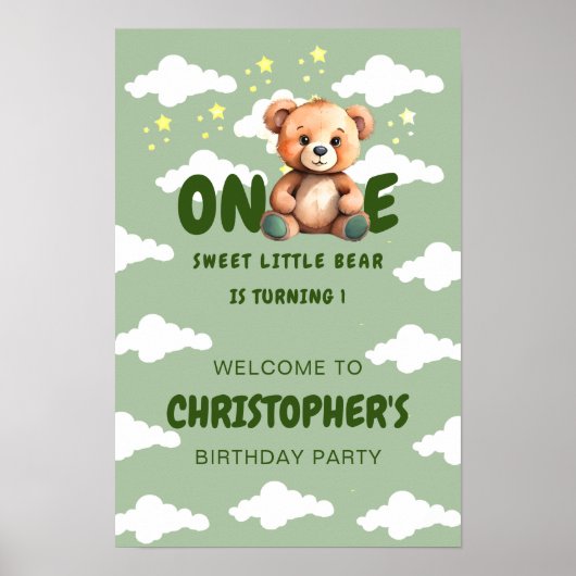 Poster d'anniversaire de l'ours (Devant)