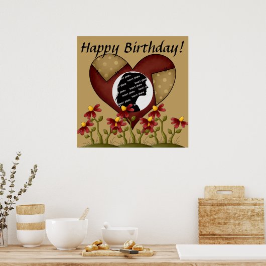 Poster d'anniversaire du coeur customisé (Cuisine)