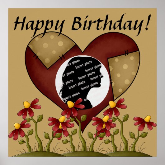 Poster d'anniversaire du coeur customisé (Devant)