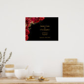 Poster d'anniversaire du Mariage Floral Rouge pers (Cuisine)