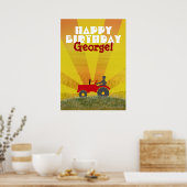 Poster d'anniversaire du tracteur rouge ou vert (Cuisine)