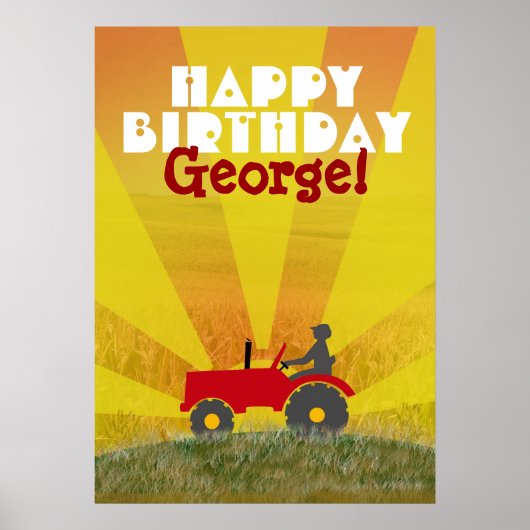 Poster d'anniversaire du tracteur rouge ou vert (Devant)