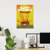Poster d'anniversaire du tracteur rouge ou vert (Bureau à domicile)