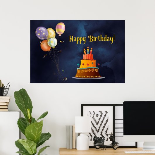Poster d'anniversaire heureux (Bureau à domicile)