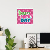 Poster d'anniversaire rose pour filles. (Bureau à domicile)