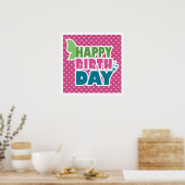 Poster d'anniversaire rose pour filles. (Cuisine)
