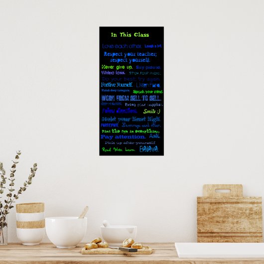 Poster Dans cette classe, aimez-vous l'un l'autre., riez  (Cuisine)