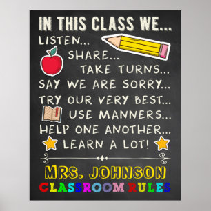 Poster Dans cette classe Règles de classe