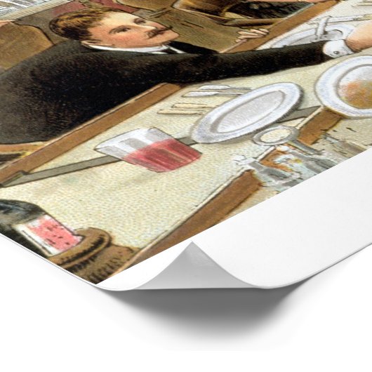 Poster Dans la baie, Diner Heure - Une houle de l'océan o (Coin)