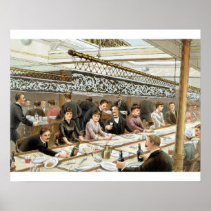 Poster Dans la baie, Diner Heure - Une houle de l'océan o