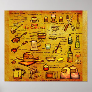 Poster "Dans La Cuisine" Cuisine Française Vocab
