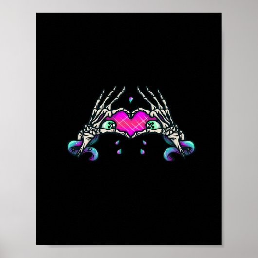 Poster Dans la mort - Squelette Mains de coeur (Devant)