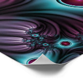 Poster Dans la profondeur Bleu rose Abstrait Fractal Art (Coin)