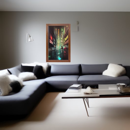 Poster Dans la rue à l'affiche d'art AI de nuit