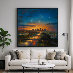 Poster Dans la ville - Paysage urbain au style de peintur