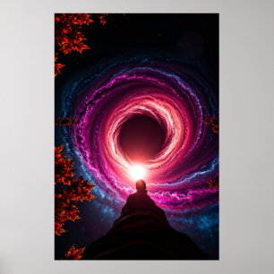 Poster "Dans l'abîme — Galaxie du trou noir néon" Premium