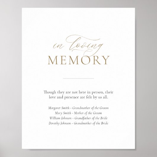 Poster Dans l'amour mémoire mariage signe de table (Devant)