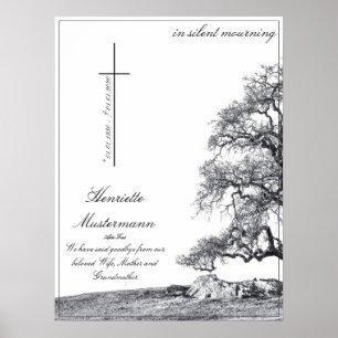 Poster Dans le deuil silencieux - arbre sur pré