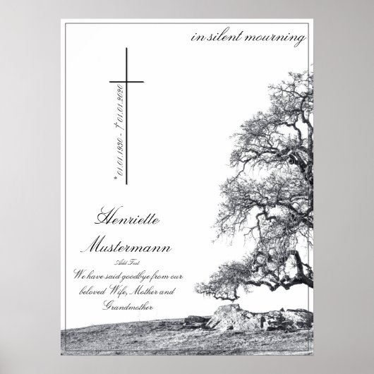Poster Dans le deuil silencieux - arbre sur pré (Devant)
