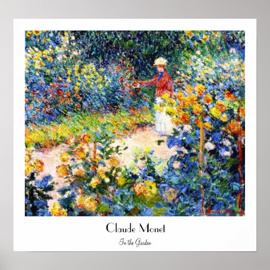 Poster Dans le jardin Claude Monet femme peinture (Devant)