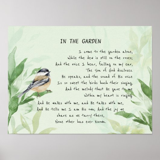 Poster Dans le jardin Conforting Hymn Garden Oiseaux Art  (Devant)