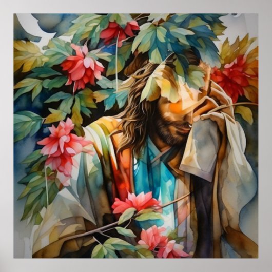 Poster Dans le lieu secret Jésus prie pour le monde (Devant)