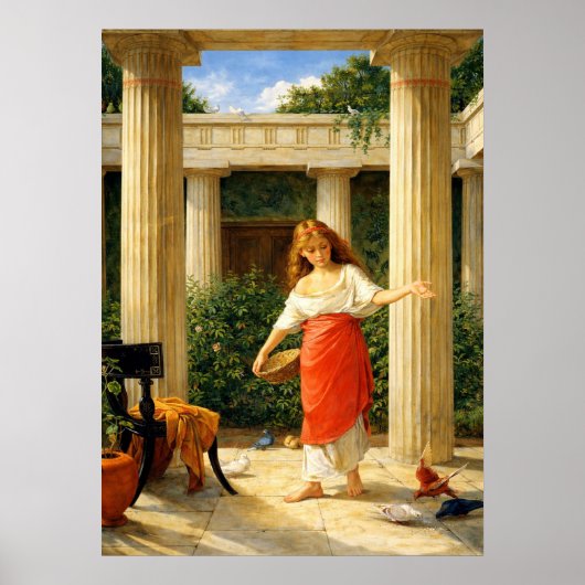 Poster Dans le péristyle par John William Waterhouse (Devant)